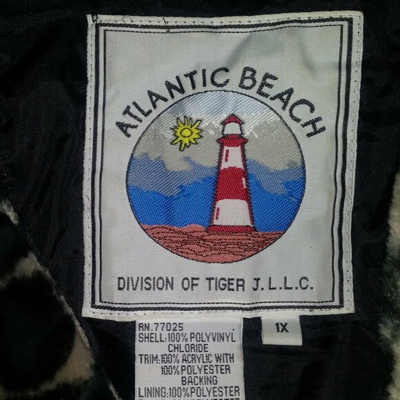 ATLANTIC BEACH! LUXE VEGAN LEATHER, BLACK/GRAY LEOPARD FAUX FUR COAT! - Picture 2 of 3